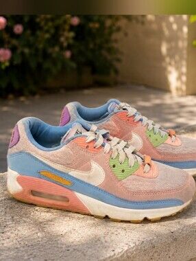 Nike Air Max 90 Pastel Pink Blue Sneakers Soft Girl aesthetic Retro Runner Y2K